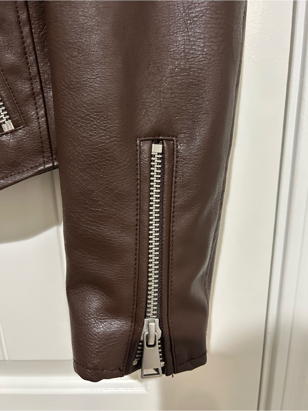 Anthropologie The Saige Brown Faux Leather Moto Jacket - Picture 7 of 9
